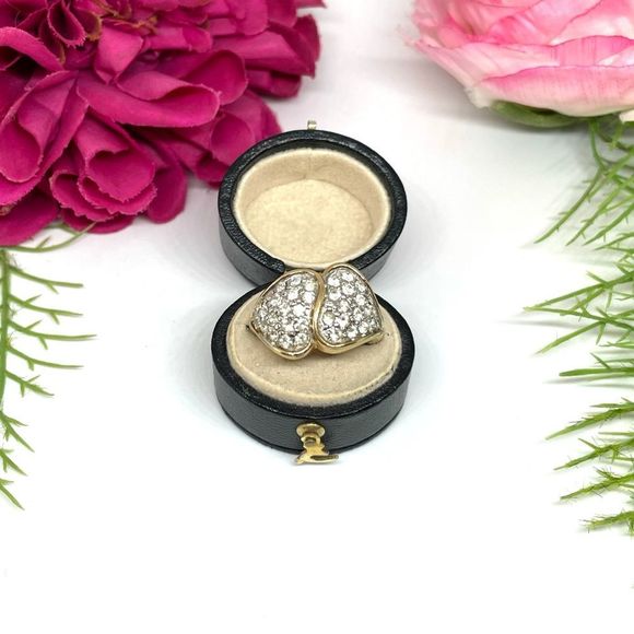 VINTAGE⚜️Crystal Pavé Wraparound Cocktail Ring - 18K Plated - Picture 1 of 7